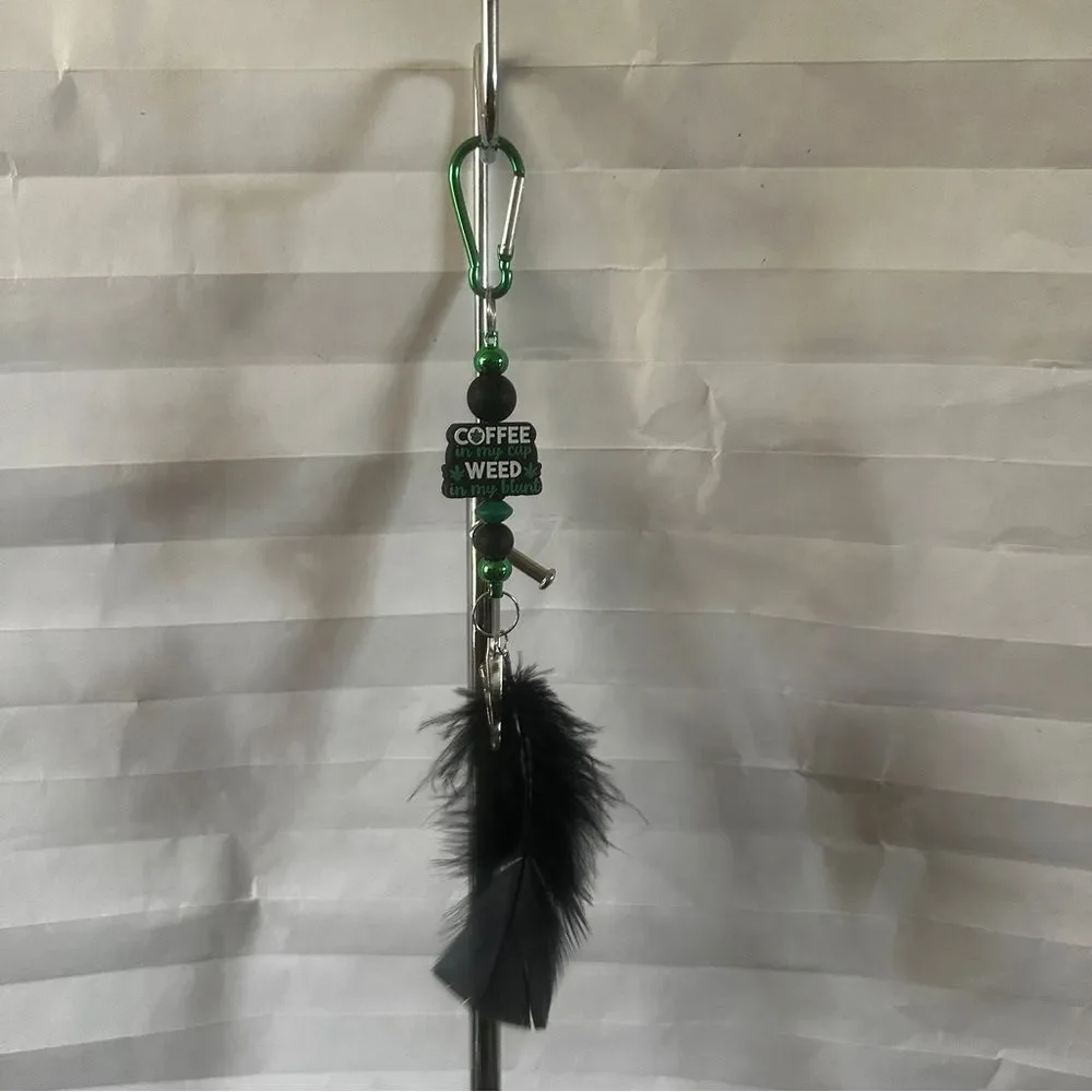 Handmade “Coffee in My Cup” Feather Keychain | Coffee Lover Bag Charm Gift